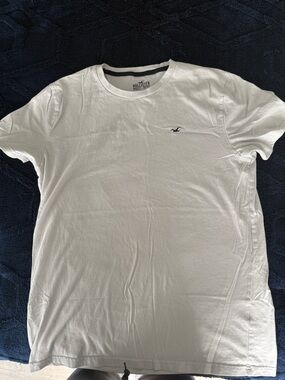 Hollister Men’s Light Gray Short Sleeve Crew with Navy Logo